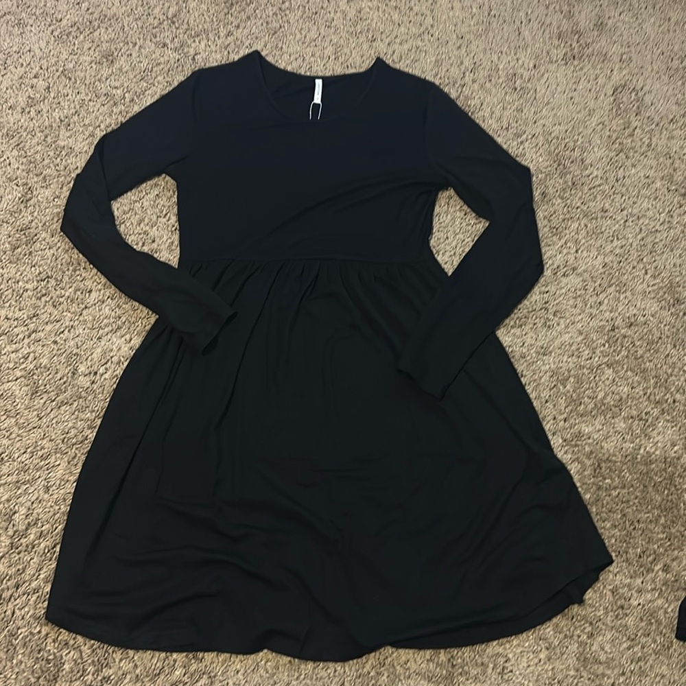 LONGYUAN Womens Long Sleeve Dresses Casual Loose Fit Swing Dress